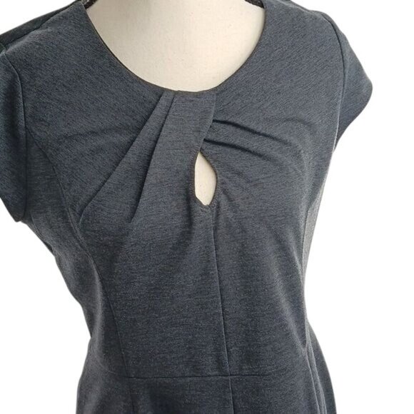 Banana Republic Dress Gray Knee Length Shift Short Sleeve Stretch Womens Size 6 - Picture 3 of 7